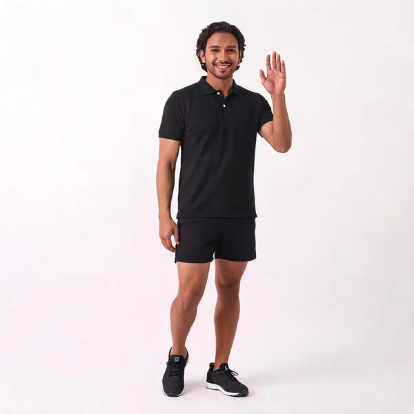 Black_Sports_Polo_Shorts_Set_For_Men