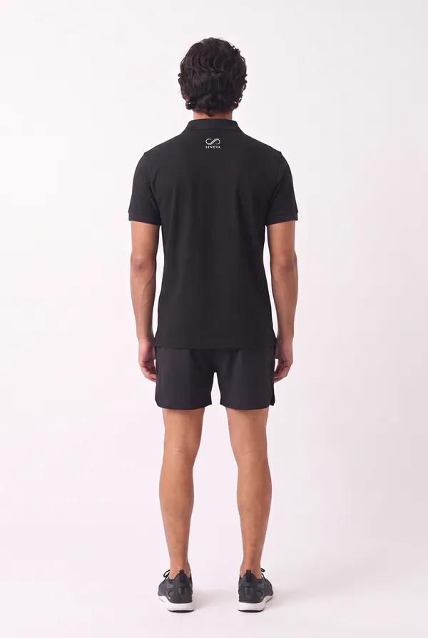 Black_Sports_Polo_Shorts_Set_For_Men