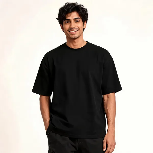 Black_Crew_Neck_Regular_Fit_T-Shirt_For_Men