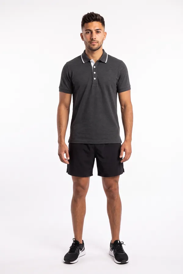 Charcoal_Polo_T-Shirt_And_Shorts_Set_For_Men