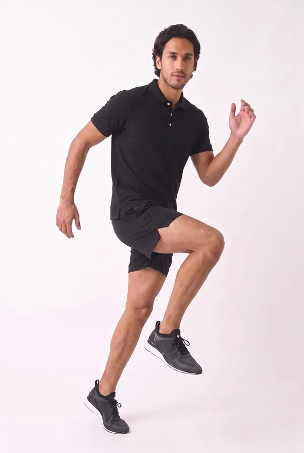 Black_Sports_Polo_Shorts_Set_For_Men