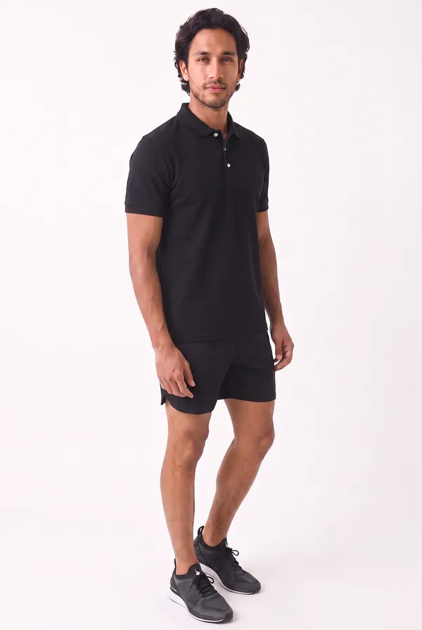 Black_Sports_Polo_Shorts_Set_For_Men