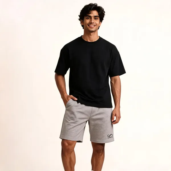 Grey_Casual_Regular_Fit_Shorts_For_Men