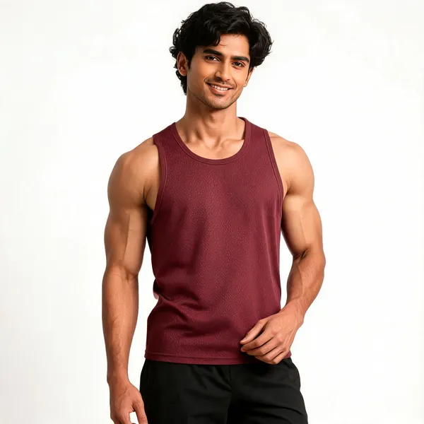 Maroon_Textured_Sleeveless_Tank_Top_For_Men