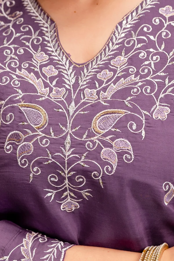 Purple_Roman_Chanderi_Straight_Kurta_Set_For_Women