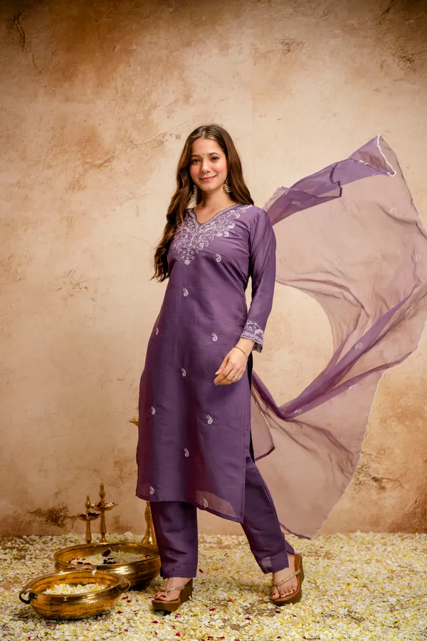 Purple_Roman_Chanderi_Straight_Kurta_Set_For_Women