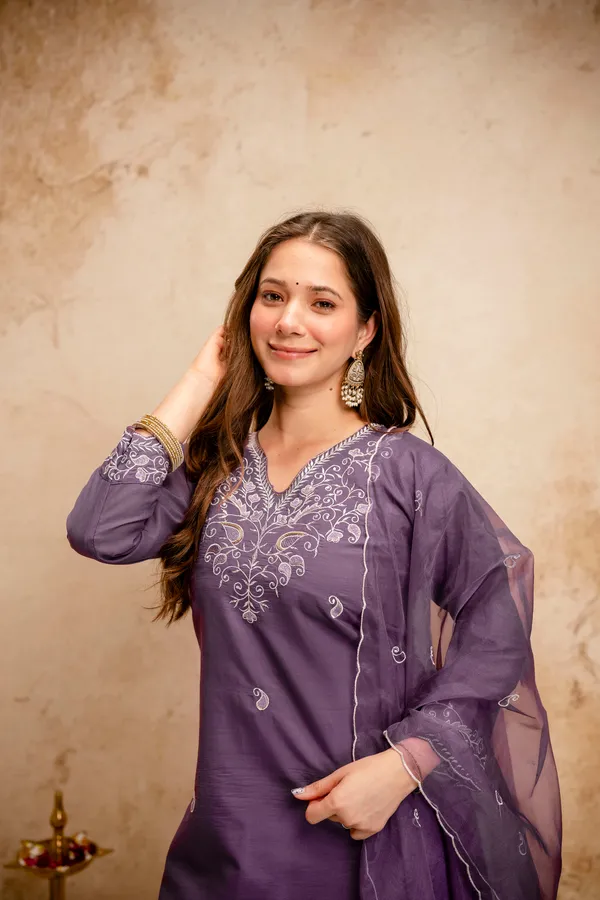 Purple_Roman_Chanderi_Straight_Kurta_Set_For_Women