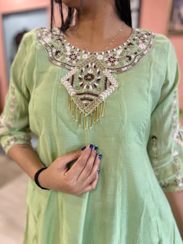 Light_Green_Chanderi_Silk_Embroidered_Kurta_Palazzo_Set_For_Women