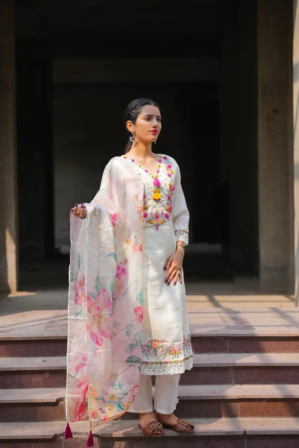 White_Chanderi_Silk_Straight_Embroidered_Kurta_Set_For_Women