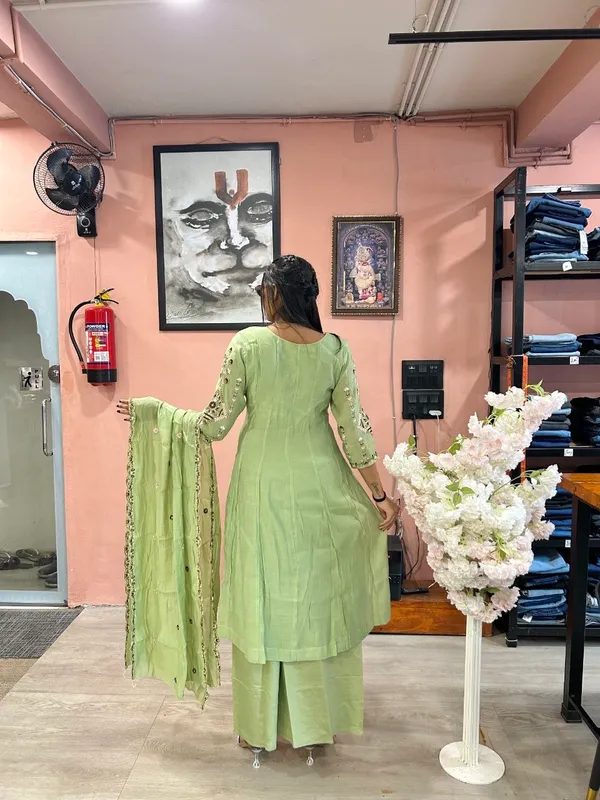 Light_Green_Chanderi_Silk_Embroidered_Kurta_Palazzo_Set_For_Women