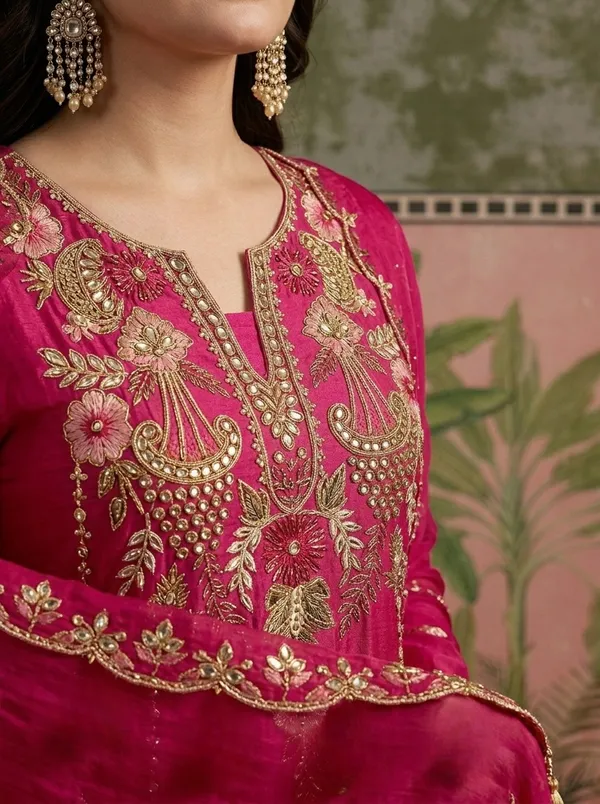 Maroon_Viscose_Chanderi_Embroidered_Sharara_Suit_Set_For_Women