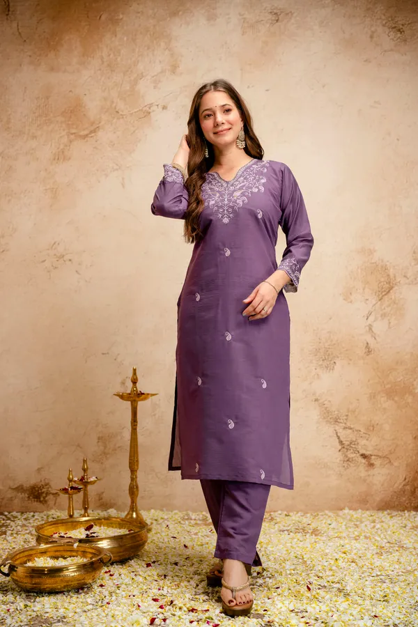 Purple_Roman_Chanderi_Straight_Kurta_Set_For_Women