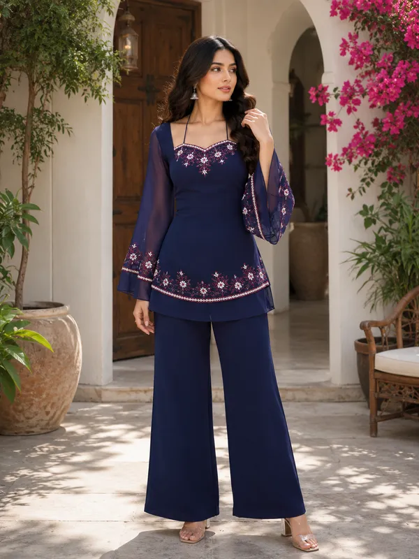Navy_Blue_Georgette_Straight_Embroidered_Kurta_Set_For_Women