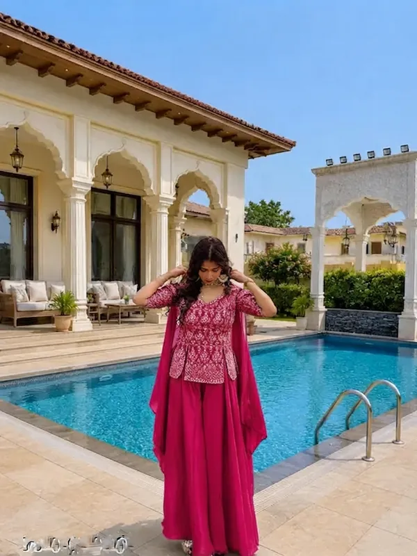 Women’s_PINK_Party_Wear_Printed_Kurta_Set