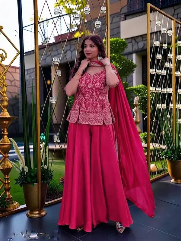Women’s_PINK_Party_Wear_Printed_Kurta_Set