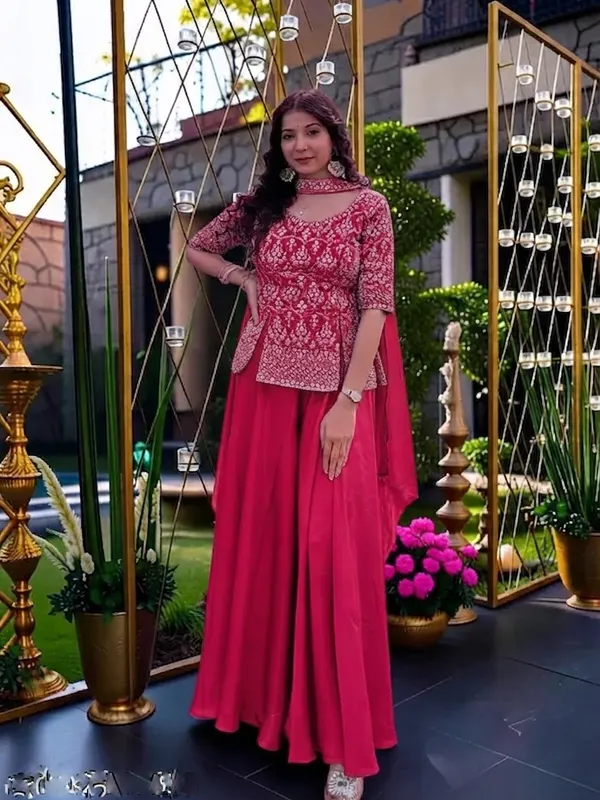 Women’s_PINK_Party_Wear_Printed_Kurta_Set