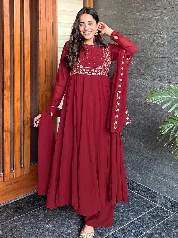 Women’s_Premium_Maroon_Embroidered_Anarkali_Ethnic_Set
