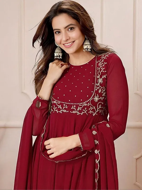 Women’s_Premium_Maroon_Embroidered_Anarkali_Ethnic_Set