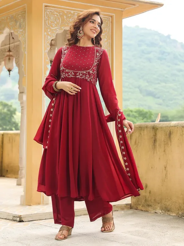 Women’s_Premium_Maroon_Embroidered_Anarkali_Ethnic_Set