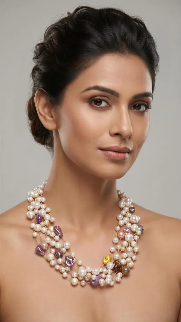White_And_Mix_Shell_Pearl_Multi-Layer_Necklace_For_Women