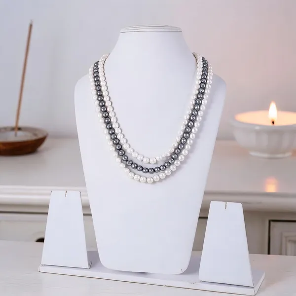 White_And_Grey_Shell_Pearl_3-Layer_Mala_For_Women