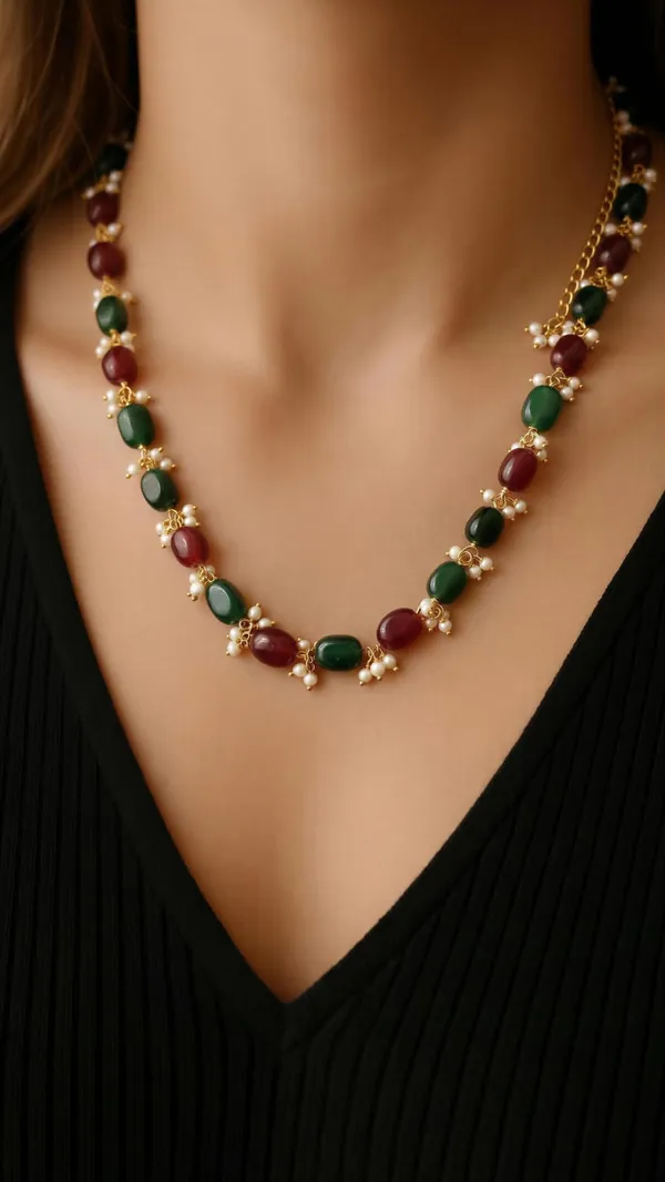 Red_Green_Semi-Precious_Stone_Beaded_Mala_For_Women