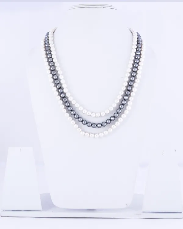 White_And_Grey_Shell_Pearl_3-Layer_Mala_For_Women