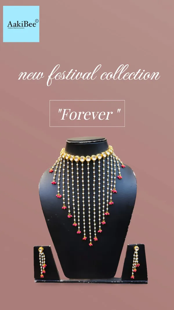 Golden_And_Pink_Kundan_And_Pearl_Layered_Necklace_Set_For_Women