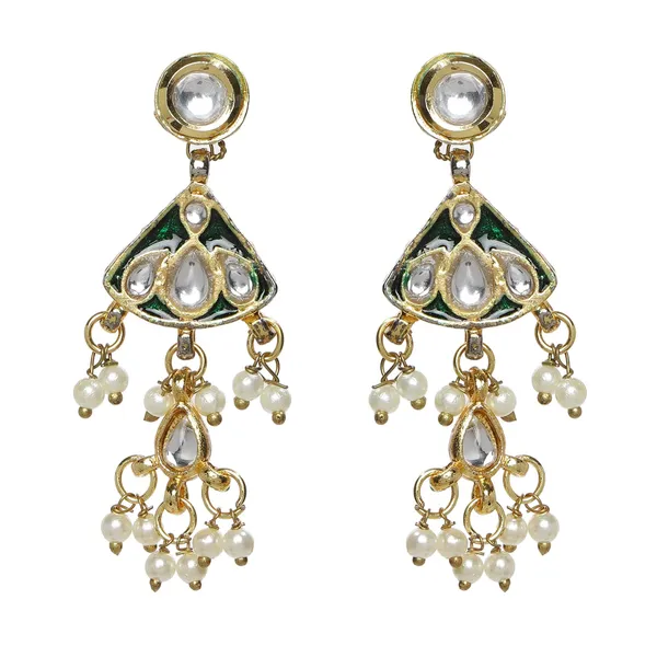 White_Green_Pearl_Kundan_Triple_Strand_Necklace_Set_For_Women