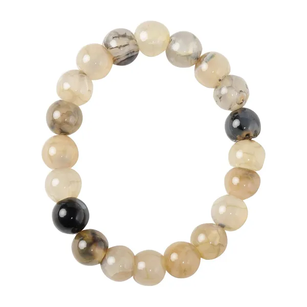 Gray_And_Brown_Agate_Semi-Precious_Stone_Stretch_Bracelet_For_Women/Men