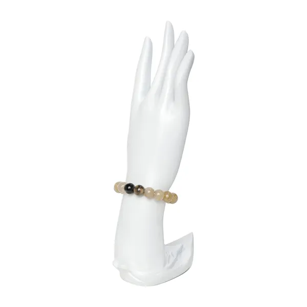 Gray_And_Brown_Agate_Semi-Precious_Stone_Stretch_Bracelet_For_Women/Men