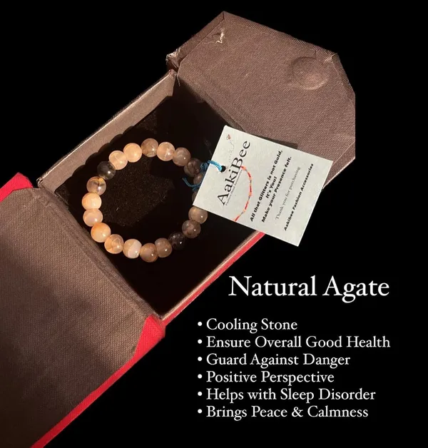 Gray_And_Brown_Agate_Semi-Precious_Stone_Stretch_Bracelet_For_Women/Men