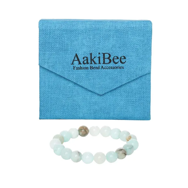 Blue_Amazonite_Semi-Precious_Stone_Stretch_Bracelet_For_Women/Men