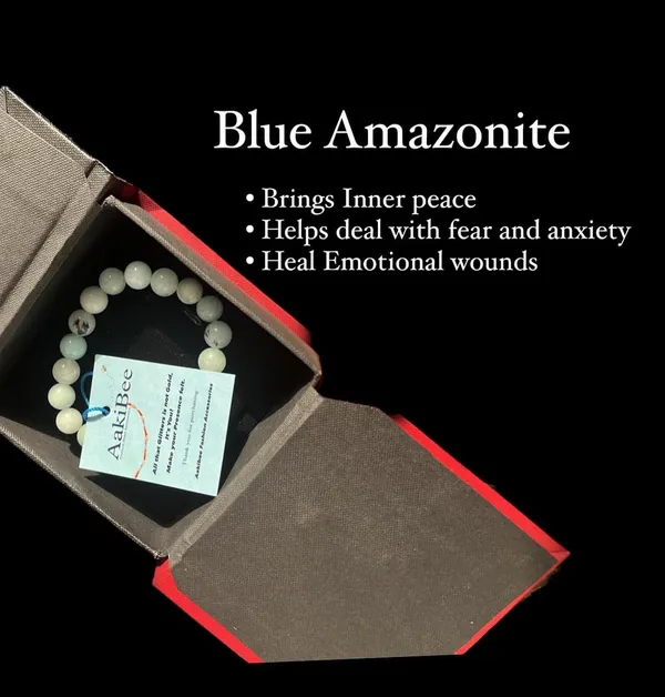 Blue_Amazonite_Semi-Precious_Stone_Stretch_Bracelet_For_Women/Men