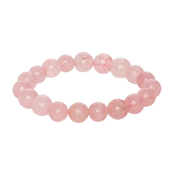 Pink_Rose_Quartz_Semi-Precious_Stone_Stretch_Bracelet_For_Women/Men