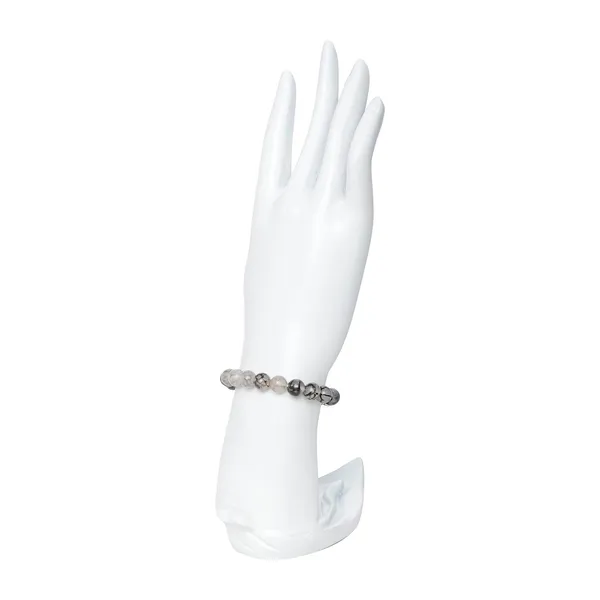 Grey_Agate_Semi-Precious_Stone_Stretch_Bracelet_For_Women/Men
