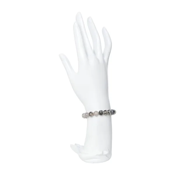 Grey_Agate_Semi-Precious_Stone_Stretch_Bracelet_For_Women/Men
