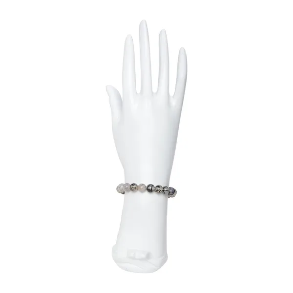 Grey_Agate_Semi-Precious_Stone_Stretch_Bracelet_For_Women/Men