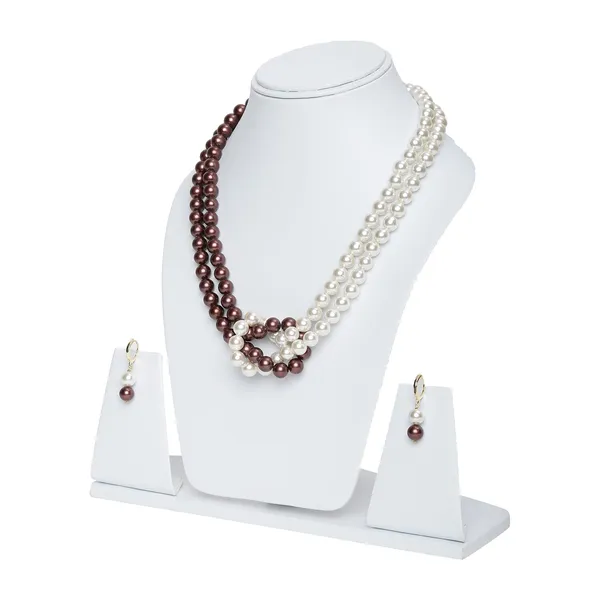 Brown_And_White_Shell_Pearl_Double_Mala_Necklace_Set_For_Women