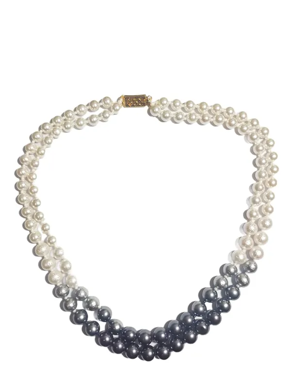 White_And_Gray_Shell_Pearl_Double_Layer_Mala_Necklace_For_Women