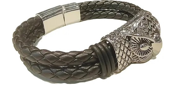Black_Leather_Woven_Eagle_Clasp_Bracelet_For_Men