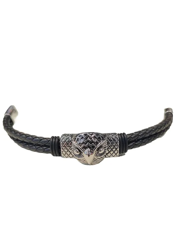 Black_Leather_Woven_Eagle_Clasp_Bracelet_For_Men