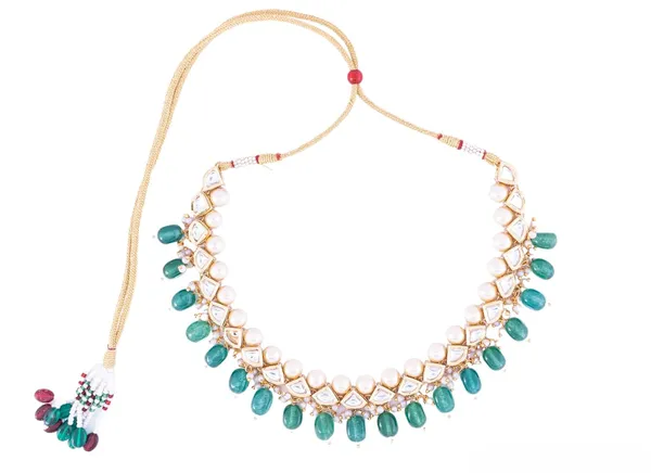 Green_Onyx_Kundan_Pearl_Adjustable_Necklace_Set_With_Earrings_For_Women