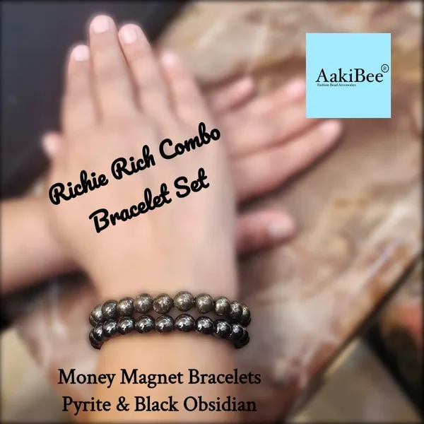 Golden_And_Black_Pyrite_Obsidian_Stone_Healing_Bracelet_Set_For_Unisex_Pack_Of_2