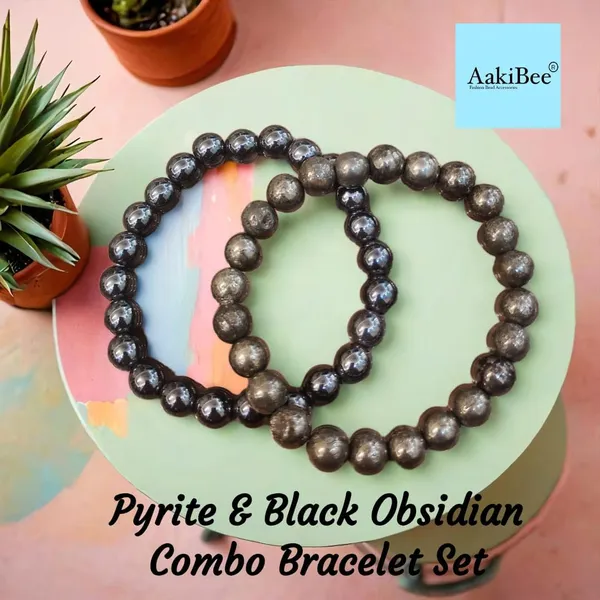 Golden_And_Black_Pyrite_Obsidian_Stone_Healing_Bracelet_Set_For_Unisex_Pack_Of_2