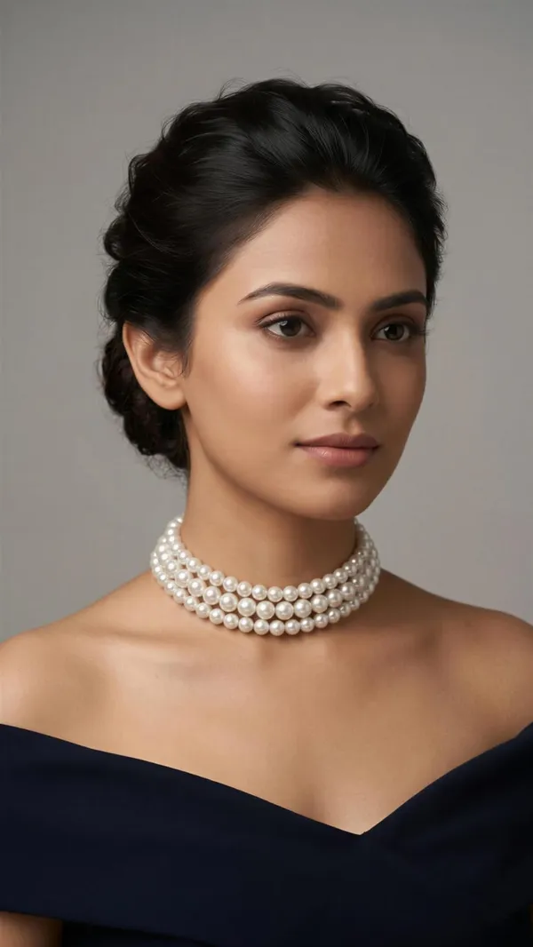 White_Pearl_Three-Layer_Choker_Necklace_For_Women