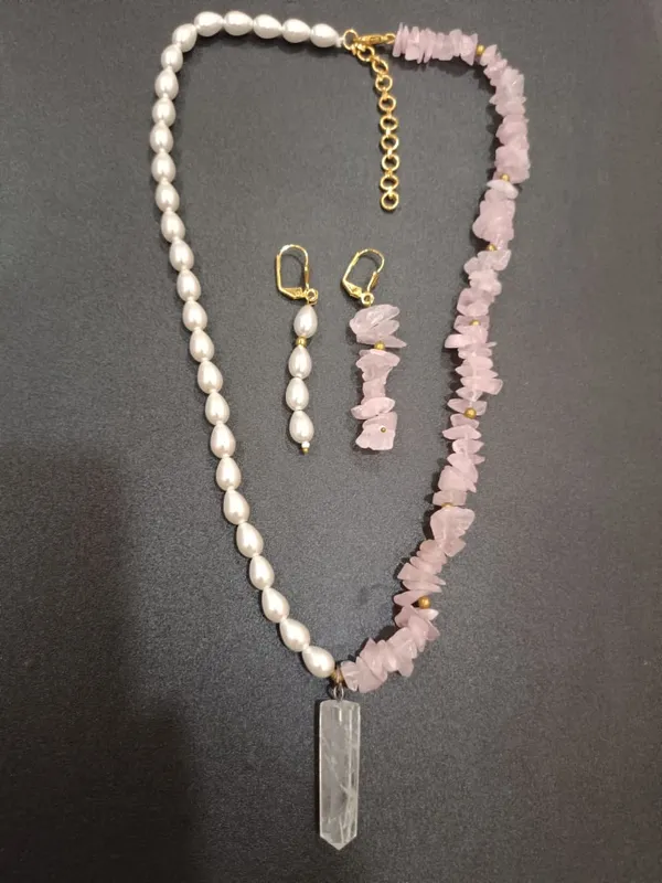 Pink_And_White_Pearl_Rose_Quartz_Stone_Pendant_Necklace_Set_For_Women