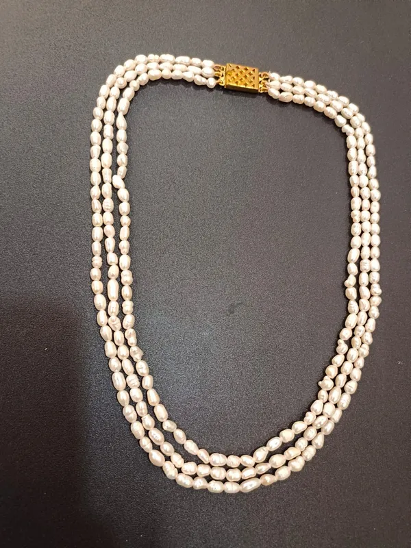 White_Real_Pearl_Three_Strand_Mala_For_Women