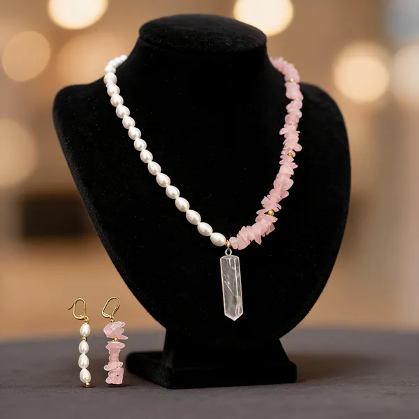 Pink_And_White_Pearl_Rose_Quartz_Stone_Pendant_Necklace_Set_For_Women