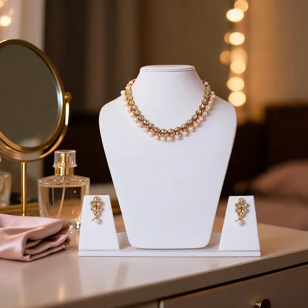Golden_White_Kundan_Pearl_Necklace_Set_For_Women